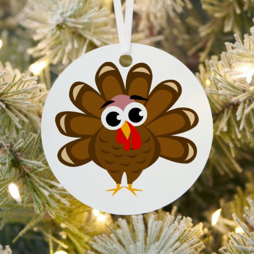 Happy Thanksgiving funny turket cartoon Metal Ornament
