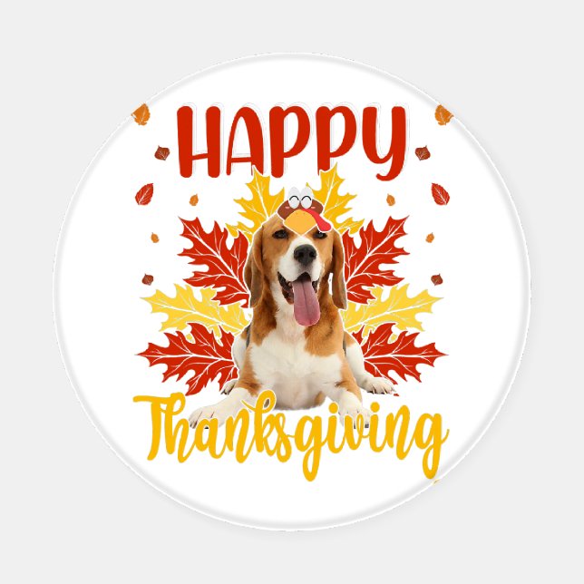 Happy Thanksgiving Funny Turkey Beagle Lover Coaster Set (Single)