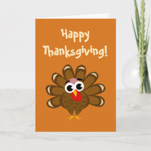 Happy Thanksgiving funny turkey bird illustration Holiday Card
