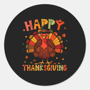 Happy Thanksgiving Funny Turkey Day Family Dinner Classic Round Sticker
