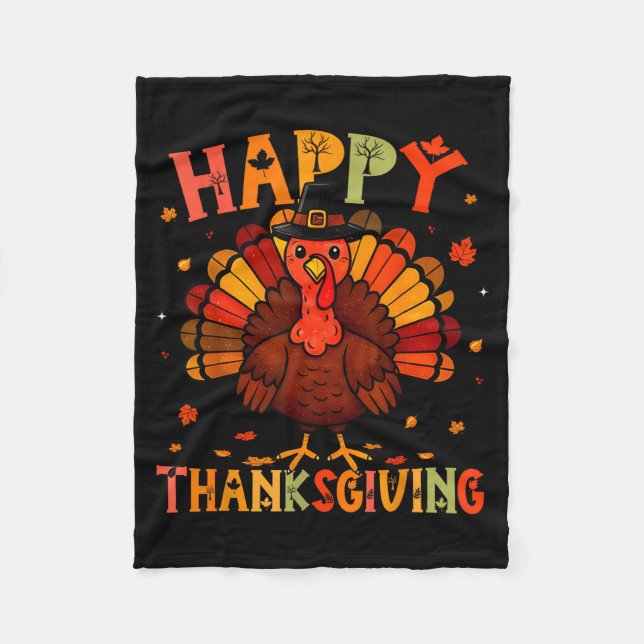 Happy Thanksgiving Funny Turkey Day Family Dinner  Fleece Blanket (Front)