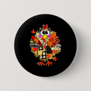 Happy Thanksgiving Funny Turkey Family Dinner Than Button