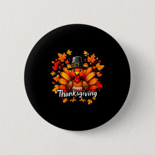 Happy Thanksgiving Funny Turkey Family Dinner Than Button