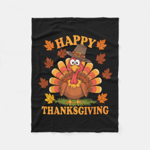 Happy Thanksgiving Funny Turkey Family Dinner Than Fleece Blanket
