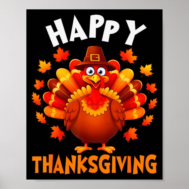 Happy Thanksgiving Funny Turkey Family Dinner Than Poster (Front)