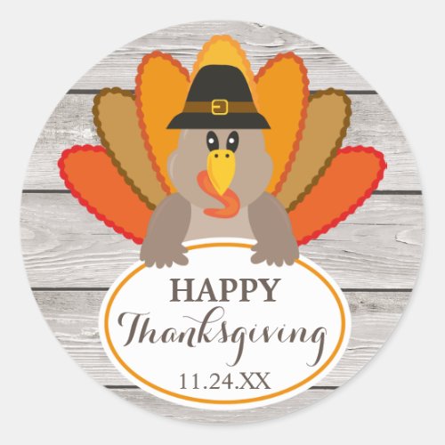 Happy Thanksgiving funny turkey light wood sticker