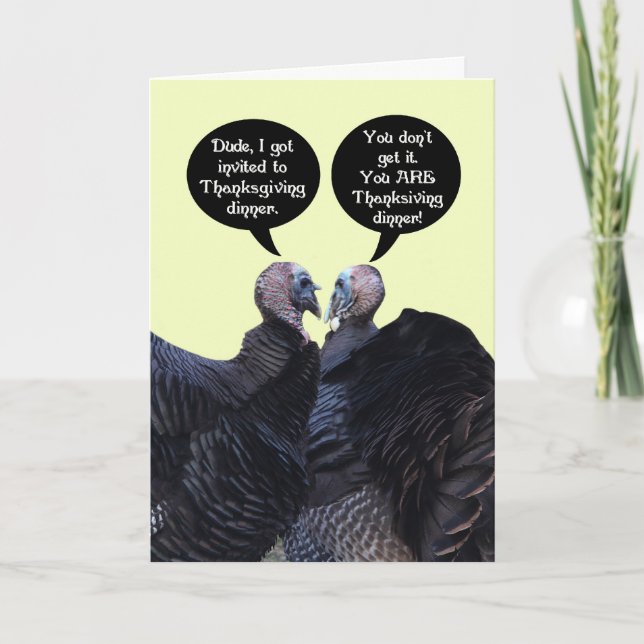 Happy Thanksgiving funny turkeys greeting card (Front)