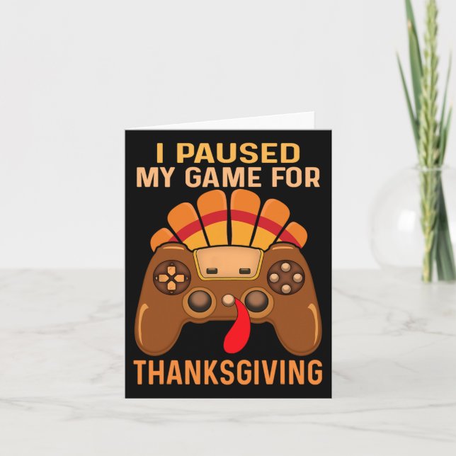 Happy Thanksgiving Gaming Fall Turkey Gamer Boys K Card (Front)