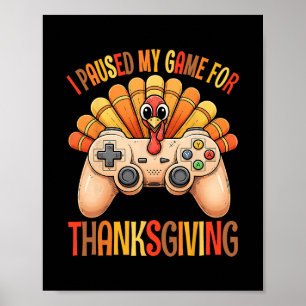 Happy Thanksgiving Gaming Fall Turkey Gamer Boys K Poster