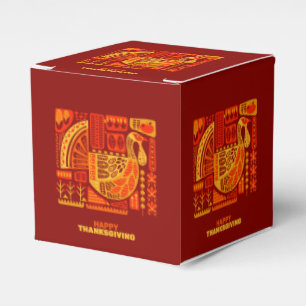 Happy Thanksgiving Geometric Abstract Orange Brown Favor Boxes