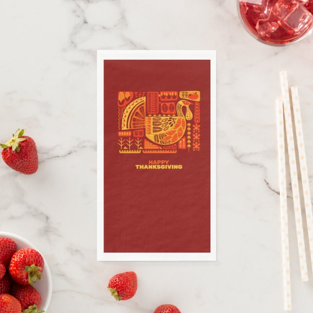 Happy Thanksgiving Geometric Abstract Paper Guest Towels (Insitu)