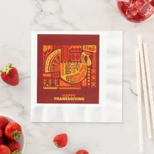 Happy Thanksgiving Geometric Coined Luncheon Napkins