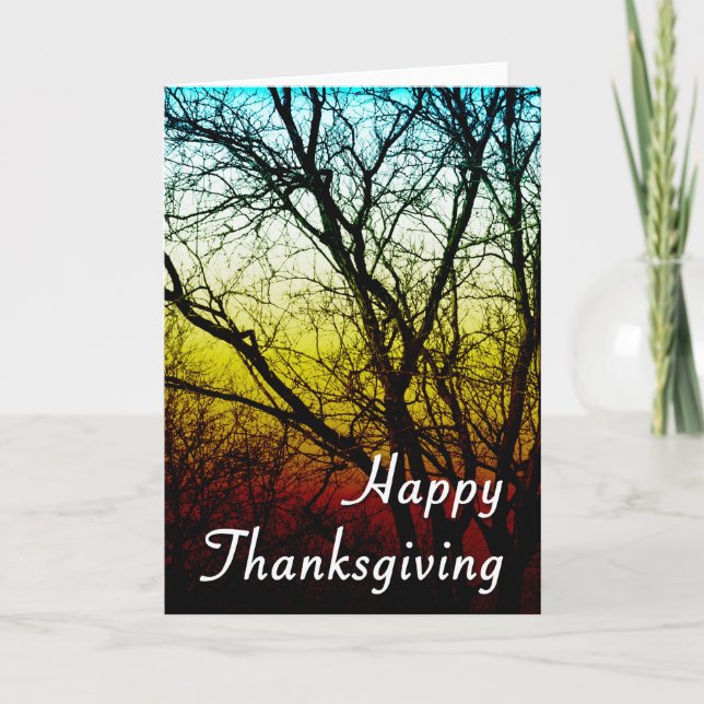 happy thanksgiving ghost tree holiday card (Front)