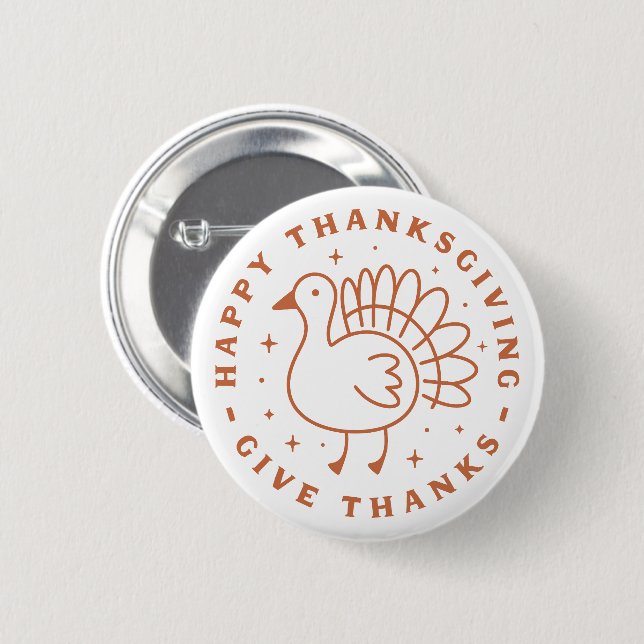 Happy thanksgiving give thanks cute turkey button (Front & Back)