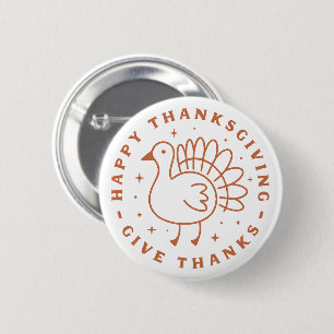 Happy thanksgiving give thanks cute turkey button