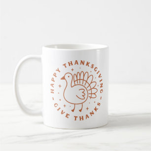 Happy thanksgiving give thanks cute turkey coffee mug