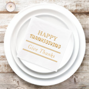 Happy Thanksgiving Give Thanks Typography Foil Napkins