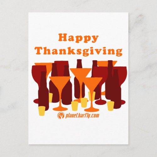 Happy Thanksgiving Glasses Holiday Postcard