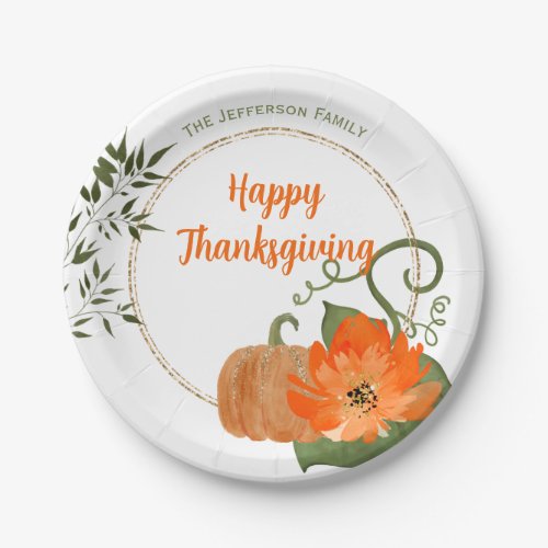 Happy Thanksgiving Glitter Paper Plate