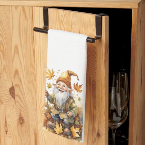 Happy Thanksgiving Gnome Fall Leaves Kitchen Towel
