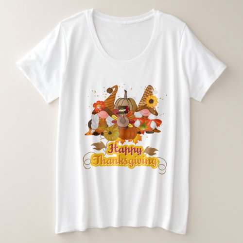 Happy Thanksgiving Gnome Plus Size T_Shirt