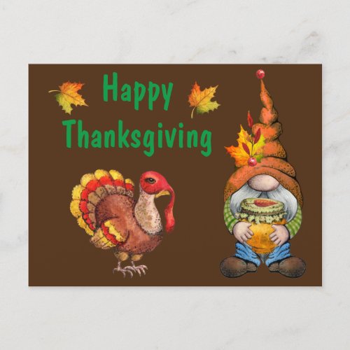 Happy Thanksgiving Gnome Postcard