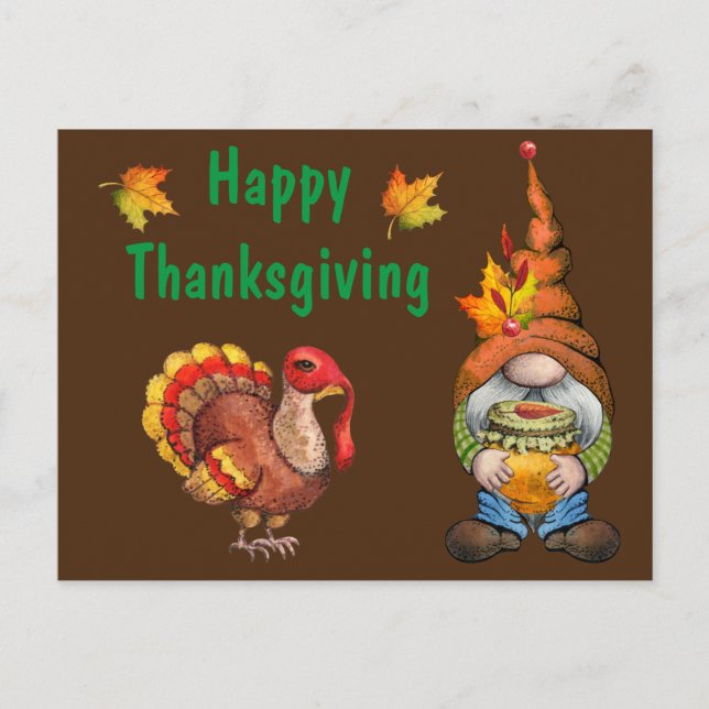 Happy Thanksgiving Gnome Postcard (Front)