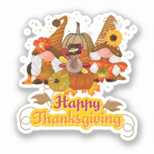 Happy Thanksgiving Gnome Trio Sticker