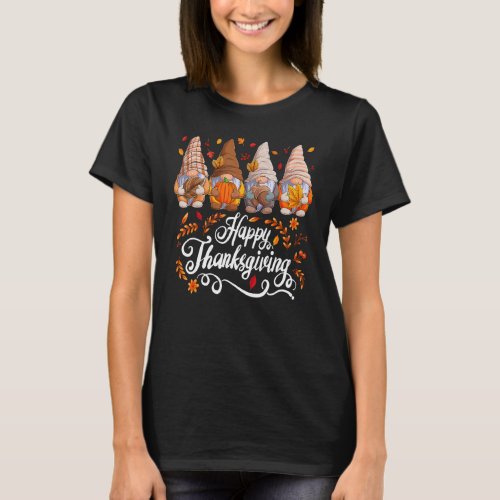 Happy Thanksgiving Gnomes Autumn Season Lovers Fal T_Shirt