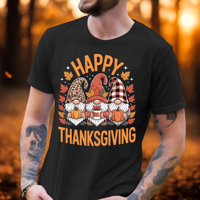 Happy Thanksgiving Gnomes Cute Coffee & Pumpkin  T-Shirt (Creator Uploaded)