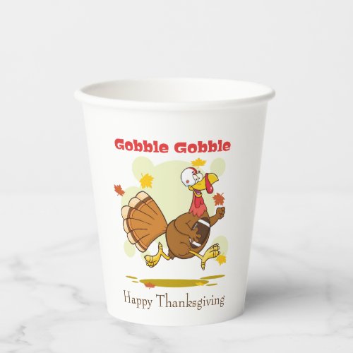 Happy Thanksgiving Gobble Turkey  Football Paper Cups