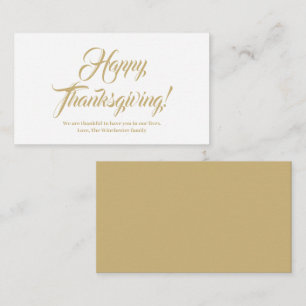 Happy Thanksgiving gold custom script elegant Enclosure Card