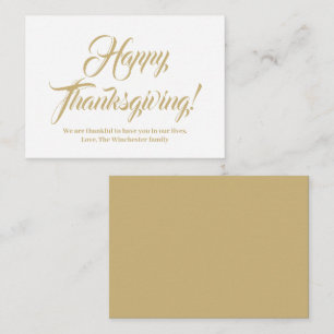 Happy Thanksgiving gold custom script elegant Note Card
