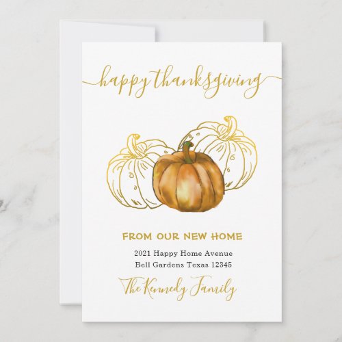 Happy Thanksgiving Gold Pumpkin New Home Address