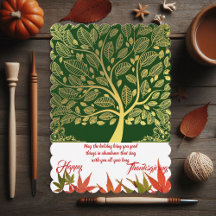 Happy Thanksgiving Gold Tree Of Life Maple Leaves 