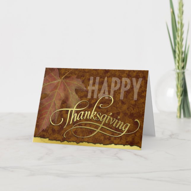 Happy Thanksgiving-Golden Holiday Card (Front)