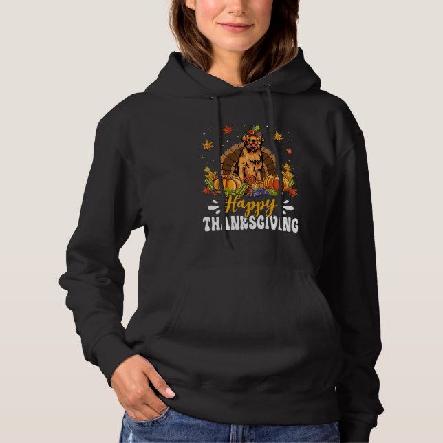 Happy Thanksgiving Golden Retriever Dog Turkey Pum Hoodie (Front)