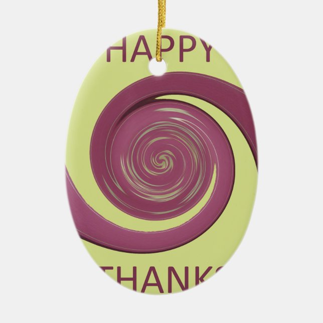 Happy Thanksgiving Golden Yellow whirl design.png Ceramic Ornament (Front)