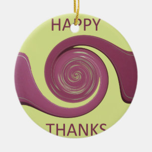 Happy Thanksgiving Golden Yellow whirl design.png Ceramic Ornament