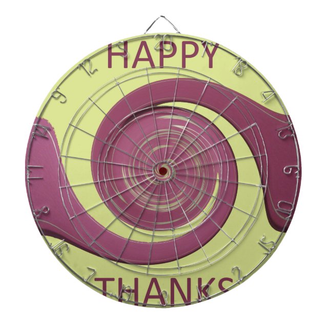 Happy Thanksgiving Golden Yellow whirl design.png Dartboard With Darts (Front)