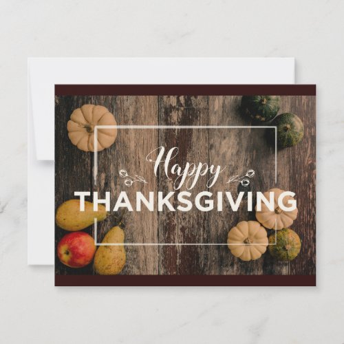 Happy Thanksgiving Gourds on Rustic Wood Holiday Card