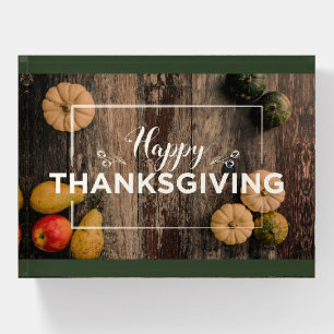 Happy Thanksgiving Gourds on Rustic Wood Paperweight
