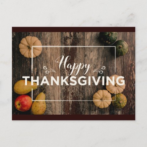 Happy Thanksgiving Gourds on Rustic Wood Postcard