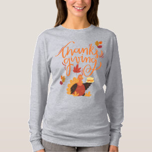 Happy Thanksgiving Grateful & Blessed Fall T-Shirt