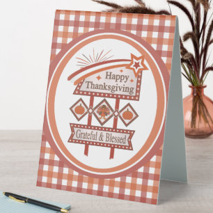 Happy Thanksgiving Grateful & Blessed Retro Sign