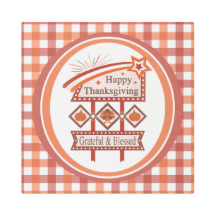 Happy Thanksgiving Grateful & Blessed Retro Sign