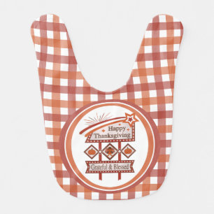 Happy Thanksgiving Grateful & Blessed Retro Sign Baby Bib