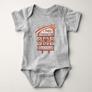 Happy Thanksgiving Grateful & Blessed Retro Sign Baby Bodysuit