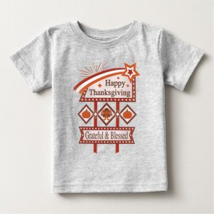 Happy Thanksgiving Grateful & Blessed Retro Sign Baby T-Shirt