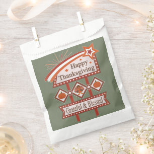Happy Thanksgiving Grateful & Blessed Retro Sign Favor Bag